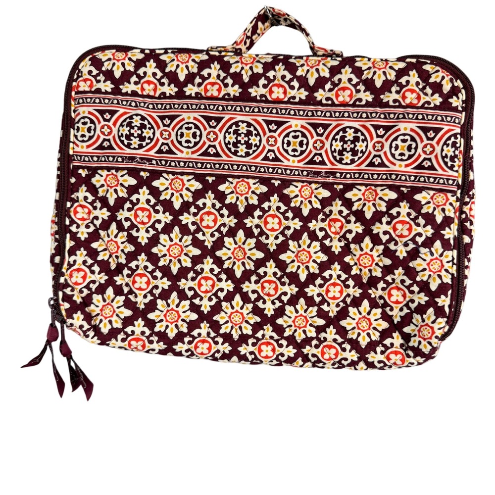 Vtg. Vera Bradley Mesa Red Quilted Cotton Travel Cosmetic Bag Organizer USA Made